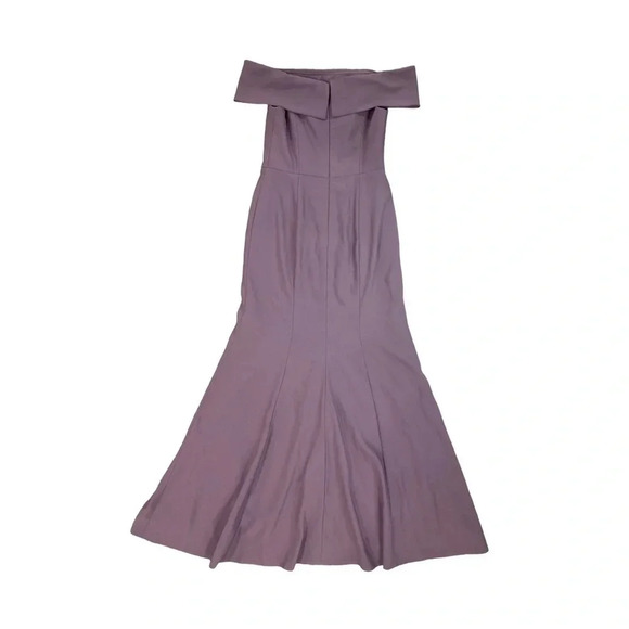 Dessy Collection Off the Shoulder Trumpet Bridesmaid Dress French Truffle Size 4 - Picture 4 of 6